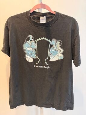 Simpsons Graphic Tee Y2K Delta Black I See Dumb People Size M